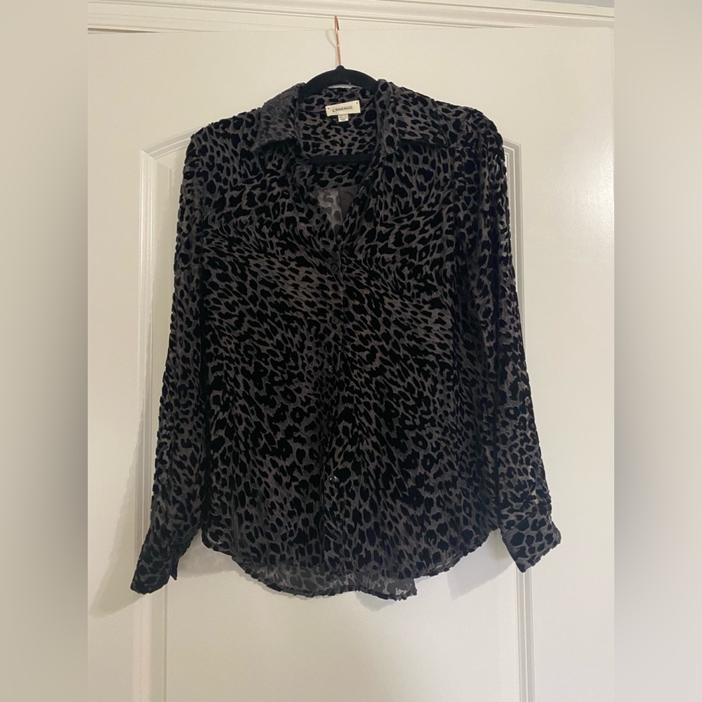 L’AGENCE Velvet Sheer Blouse